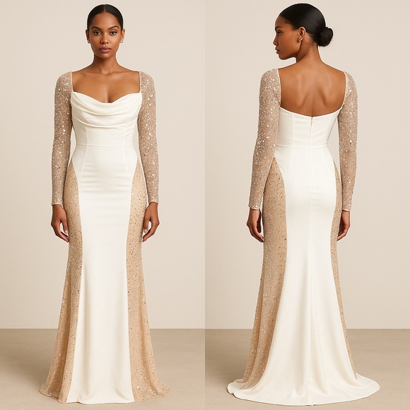 Elegant Sequin Long Sleeve Dress - Picture 2 of 11